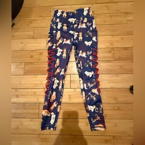 Iron Yokai Size S Shiba Inu blue leggings with red lace up sides #shiba #gym